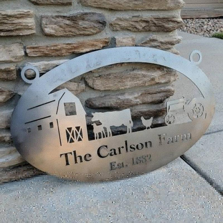Farm Sign Or Ranch Sign Personalized Sign With Your Name Rustic Steel Personalized Gift Cow Sign Custom Metal Sign Wall Decor