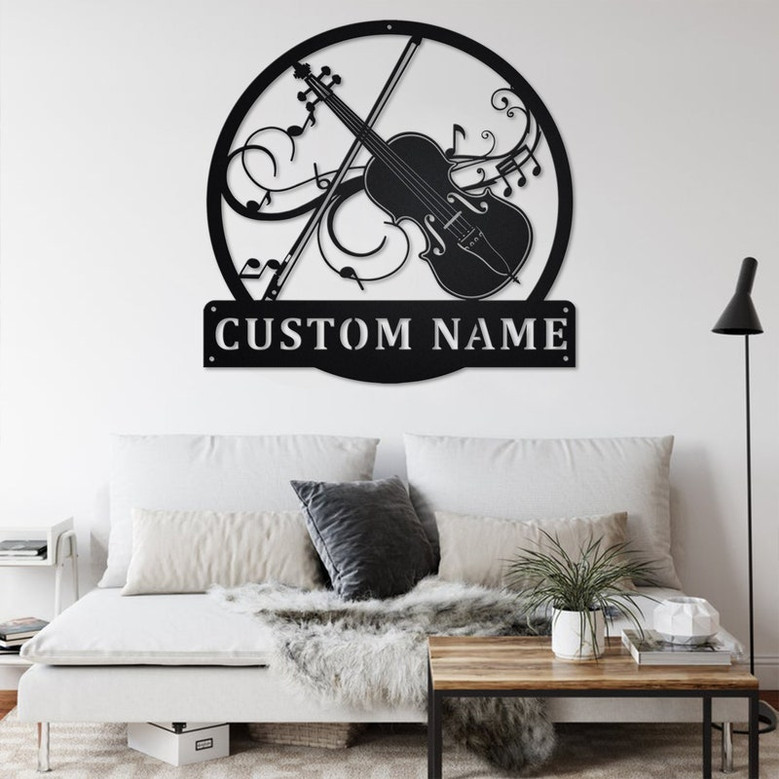 Custom Violin Musical Instrument Metal Wall Art, Personalized Violin Teacher Name Sign Decoration For Room, Violin Home Decor, Custom Violin
