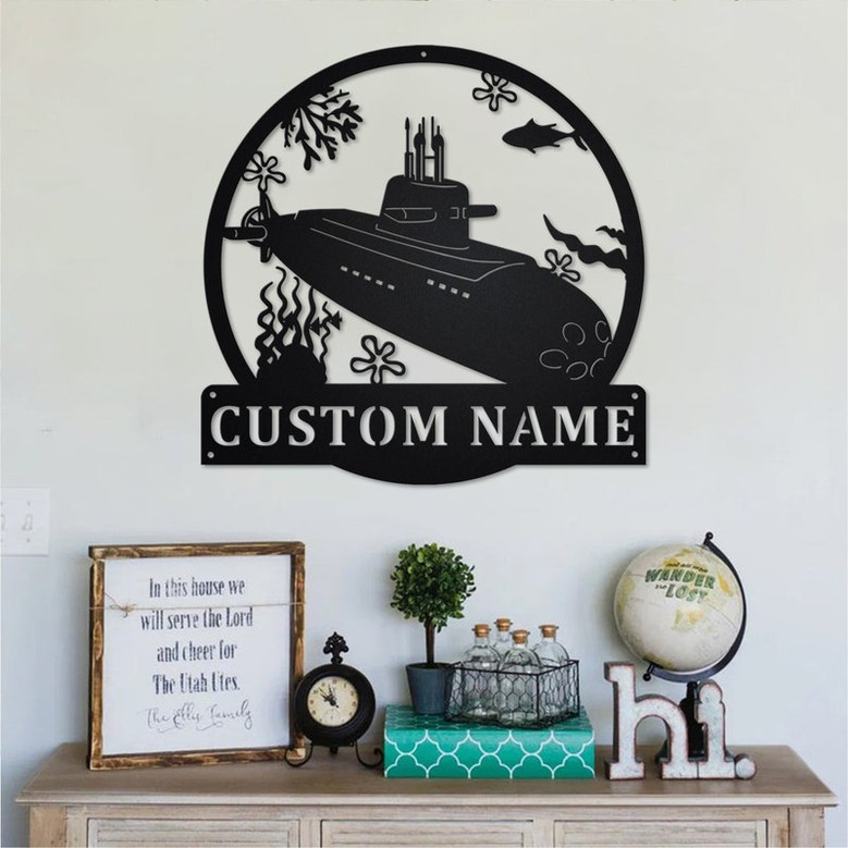 Custom Submarine Metal Wall Art, Personalized Submarine Name Sign Decoration For Room, Submarine Home Decor, Custom Submarine