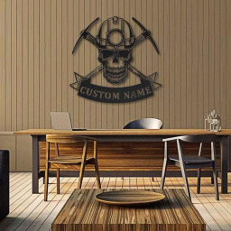 Personalized Skull Mining Metal Sign Art | Custom Skull Mining Monogram Metal Sign | Skull Mining Gifts | Job Gift | Birthdy Gift