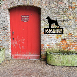 Dog House Numbers - Boxer Metal Address Plaque for House, Address Number, Metal Address Sign, House Numbers, Front Porch Address