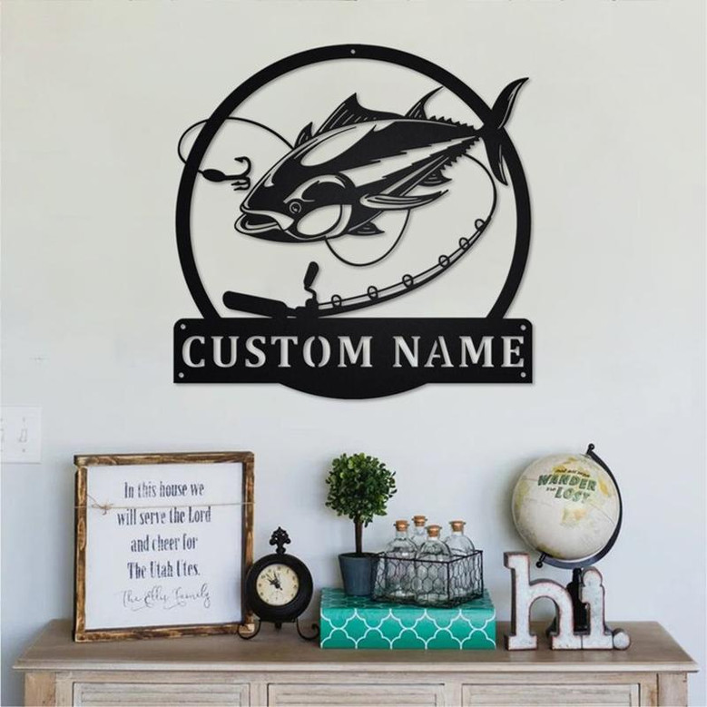 Personalized Tuna Fish Metal Sign | Fishing Metal Wall Art | Fishing Metal wall Decor | Fishing Lover | Custom Fishing | Fishman | Tuna Fish