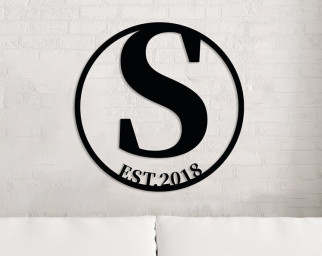 Custom Metal Monogram Wall Sign, Letter Monogram Decor, Anniversary Day Gift, Personalized Date Wall Decor