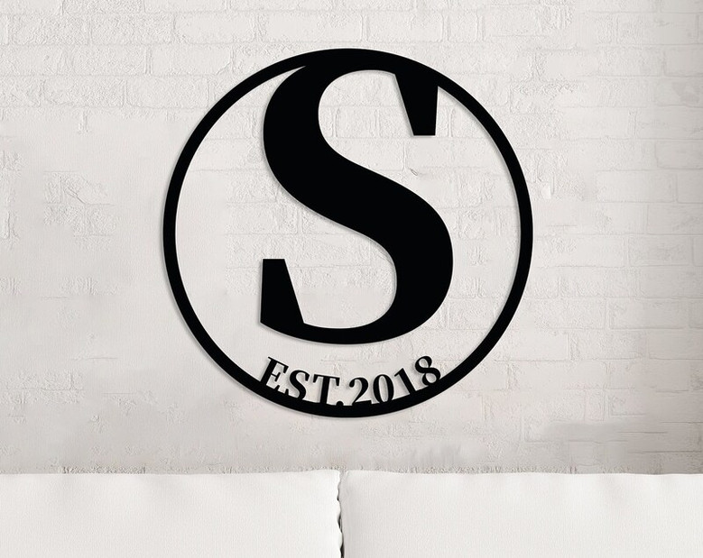 Custom Metal Monogram Wall Sign, Letter Monogram Decor, Anniversary Day Gift, Personalized Date Wall Decor