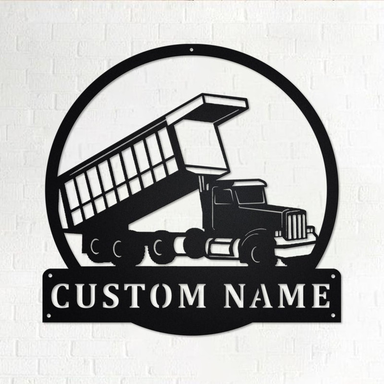 Custom Dump Truck Metal Wall Art, Personalized Truck Driver Name Sign Decoration For Room, Dump Truck Home Decor, Custom Truck