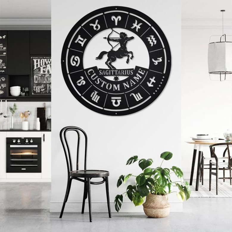Custom Sagittarius Zodiac Metal Wall Art, Personalized Sagittarius Name Sign Decoration For Room, Horoscope Home Decor, Custom Sagittarius