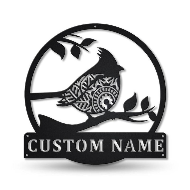 Personalized Cardinals Birds Monogram Metal Sign Art Custom Cardinals Birds Metal Sign Cardinals Birds Lover Sign Decoration For Living Room