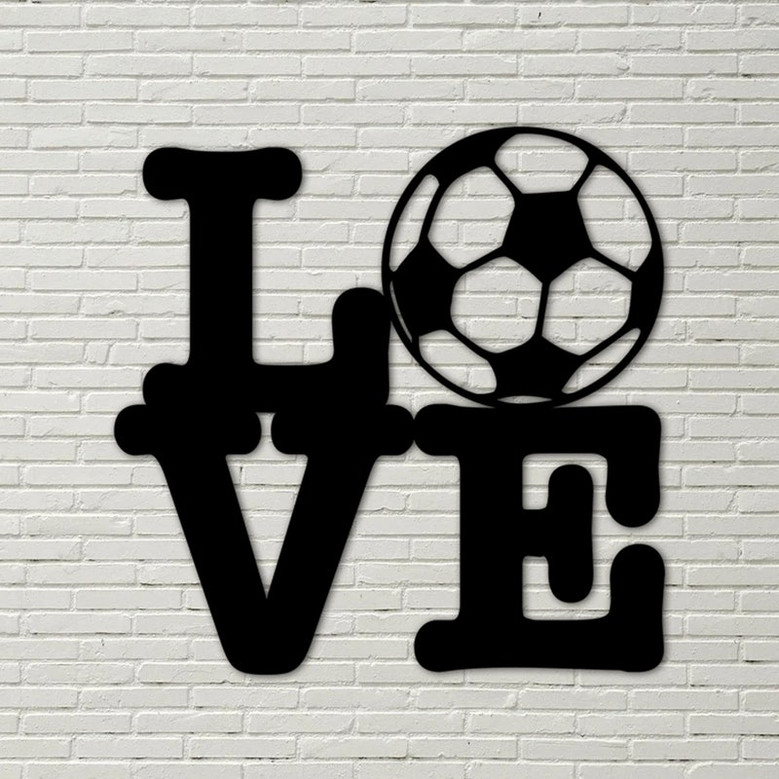 Soccer Love, Metal Wall Sign, bedroom decor, bedroom door art, christmas gift, hobbies gift, husband gifts, kids birthday gift, kid room art