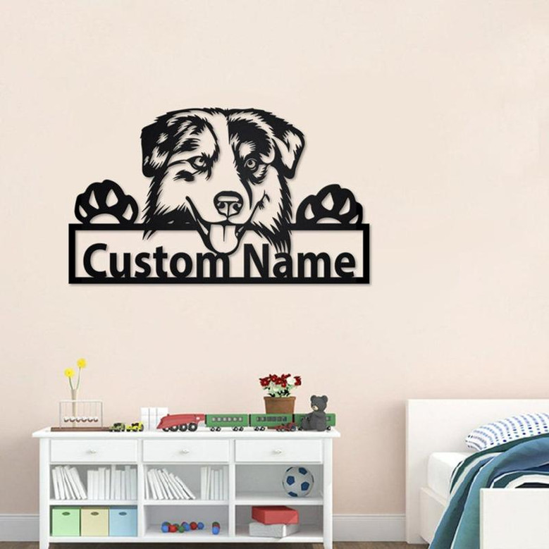 Personalized Australian Shepherd Metal Sign | Australian Shepherd Metal Wall Art | Dog Metal Sign | Australian Shepherd Lover Gift| Dog Gift