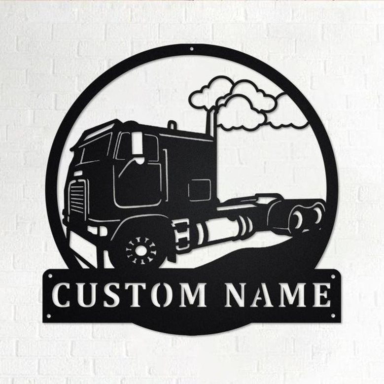 Custom Cab Over Truck Metal Wall Art, Personalized Truck Driver Name Sign Decoration For Room,Cab Over Truck Home Decor,Custom Truck Driver