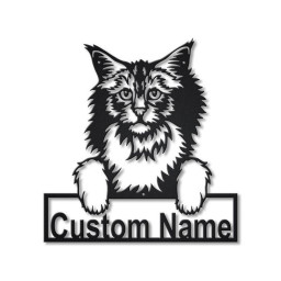 Personalized Norwegian Forest Cat Metal Sign Art, Custom Norwegian Forest Cat Metal Sign
