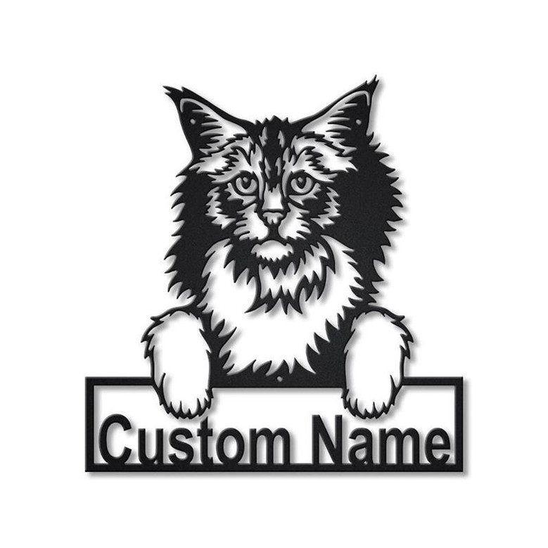 Personalized Norwegian Forest Cat Metal Sign Art, Custom Norwegian Forest Cat Metal Sign