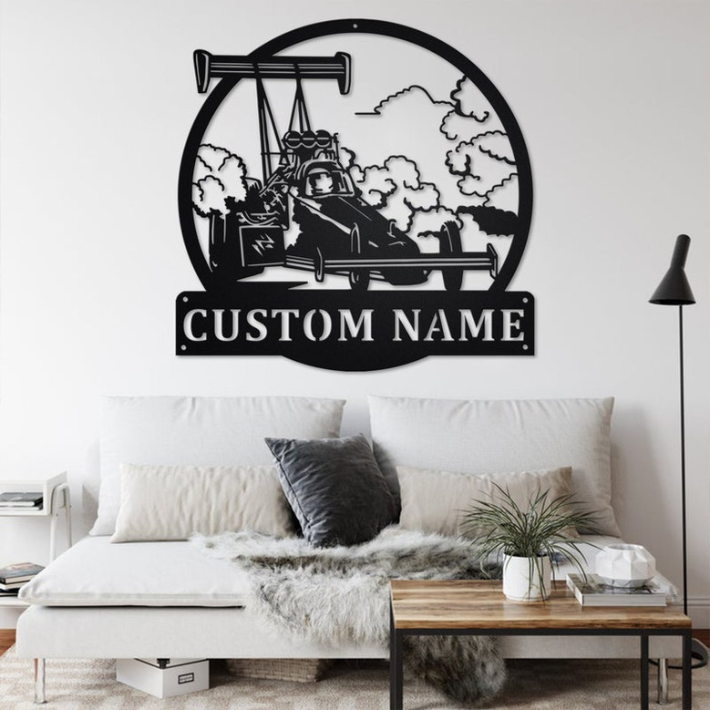 Custom Top Fuel Dragster Metal Wall Art, Personalized Dragster Name Sign Decoration For Room, Drag Racing Home Decor, Custom Drag Racing
