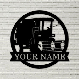 Personalized Harvester Farm Tractor Metal Sign Art, Custom Harvester Farm Tractor, Monogram Metal Sign, Job Gift, Decor Decoration