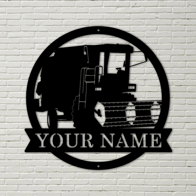 Personalized Harvester Farm Tractor Metal Sign Art, Custom Harvester Farm Tractor, Monogram Metal Sign, Job Gift, Decor Decoration