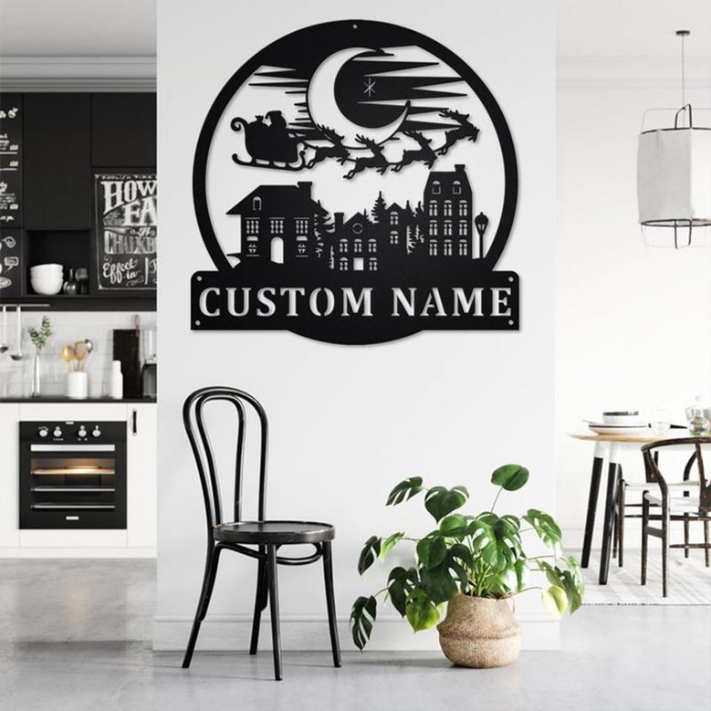 Custom Santa Claus Merry Christmas Metal Wall Art, Personalized Santa Claus Name Sign Decoration For Room, Santa Claus Home Decor, Xmas Gift