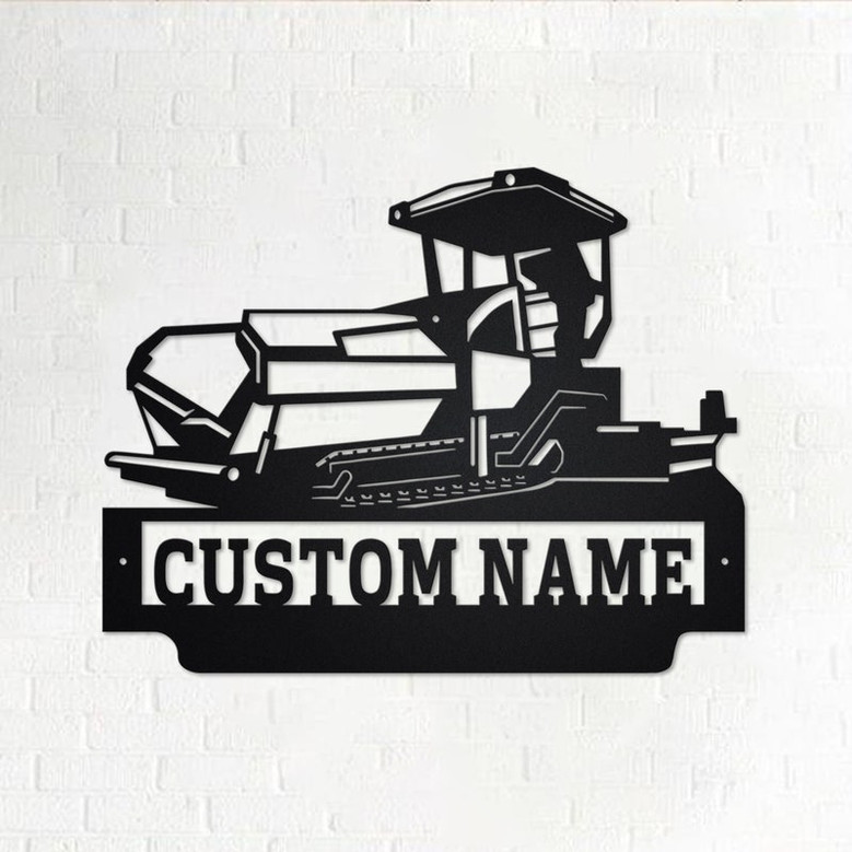 Custom Tracked Asphalt Paver Metal Wall Art, Personalized Asphalt Paver Name Sign Decoration For Room, Asphalt Paver Metal Home Decor