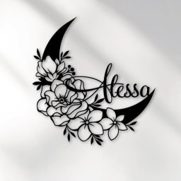 Personalized Moon Metal Sign, Personalized Name Sign, Garden Moon Sign