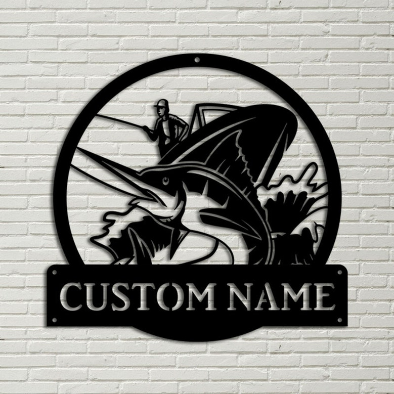 Personalized Sailfish Fishing Fish Pole Metal Sign Art, Custom Sailfish Fishing Metal Sign, Sailfish Fishing Gift, Decor Decoration