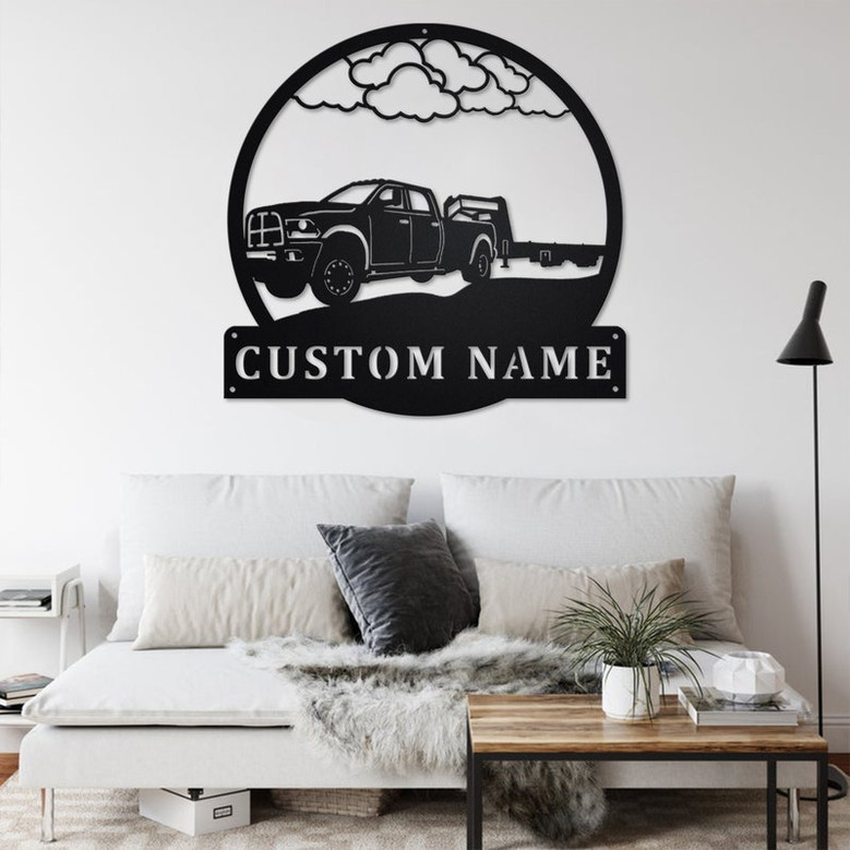 Custom D Gooseneck Truck Metal Wall Art, Personalized Truck Driver Name Sign Decoration For Room, D Gooseneck Truck Home Decor,Custom Truck
