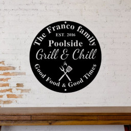 Personalized Family Pool Sign-Swimming Pool Metal Sign-Tiki Bar-Pool Metal Sign-Pool Oasis Personalized Sign for Pool-Patio Decor,