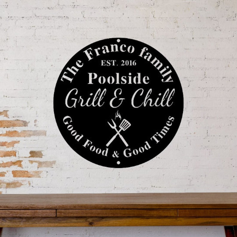 Personalized Family Pool Sign-Swimming Pool Metal Sign-Tiki Bar-Pool Metal Sign-Pool Oasis Personalized Sign for Pool-Patio Decor,