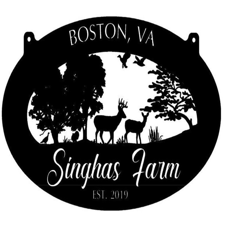 Custom Metal Wildlife Sign With Deer Turkey Sign Personalized Name Deer Farm Cut Metal Wall Art Metal House Sign