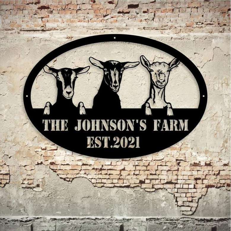 Goat Farm Metal Sign Metal Farm Sign Farmhouse Decor Family Name Custom Sign Metal Garden Sign Farmer Gift Farm Metal Art
