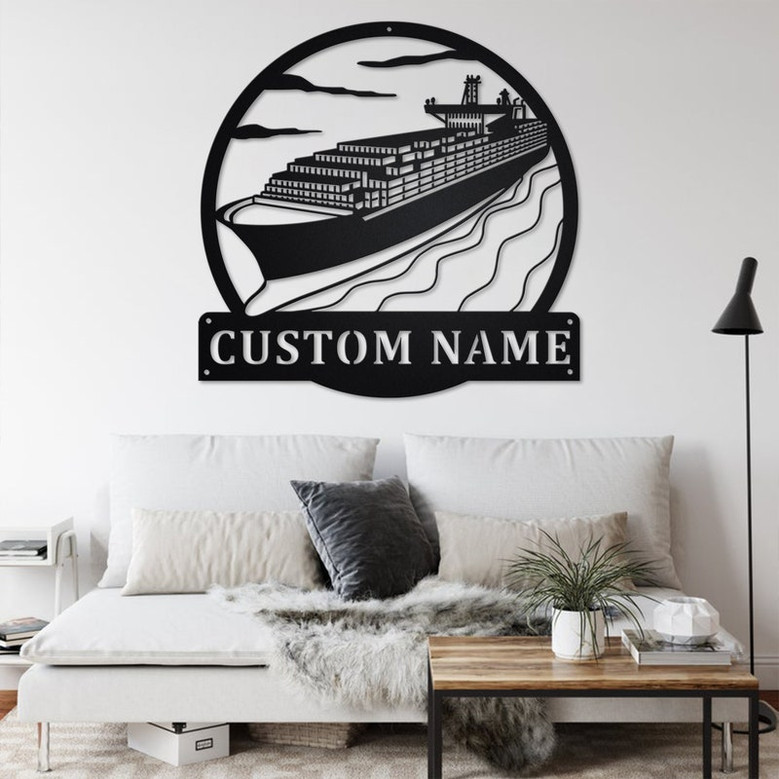 Custom Container Ship Metal Wall Art, Personalized Container Ship Name Sign Decoration For Room, Container Ship Metal Home Decor,Custom Ship