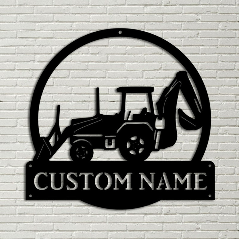 Personalized Backhoe Loader Truck Monogram Metal Sign Art Custom Backhoe Loader Truck Metal Wall Art Housewarming Outdoor Metal Sign