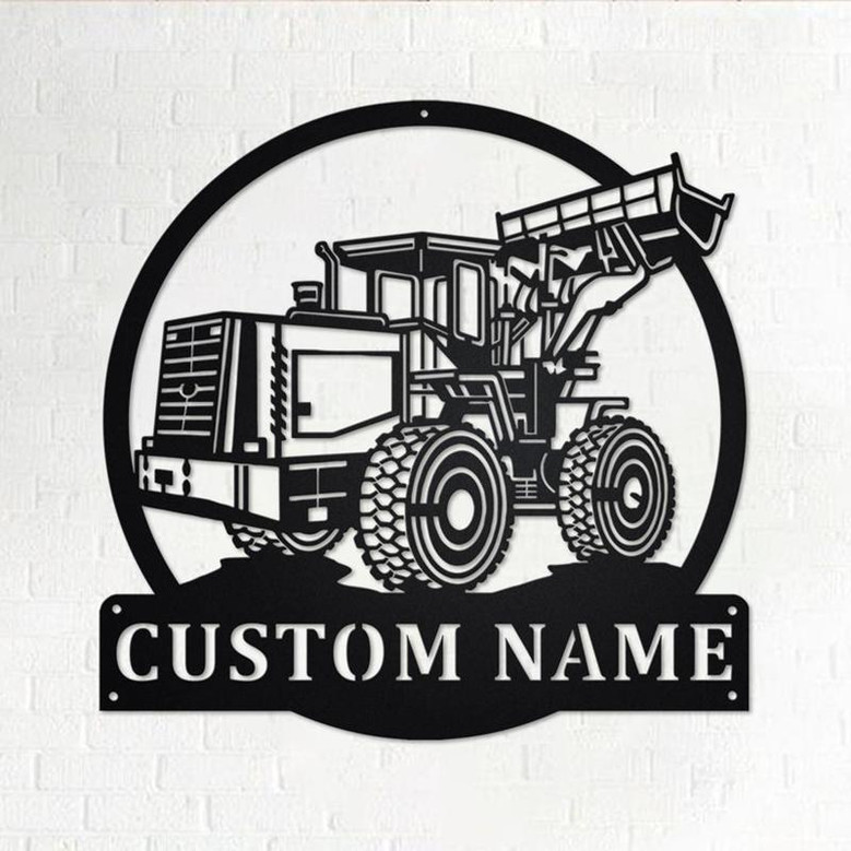 Custom Wheel Loader Bulldozer Metal Wall Art, Personalized Truck Driver Name Sign Decoration For Room, Wheel Loader Bulldozer Home Decor