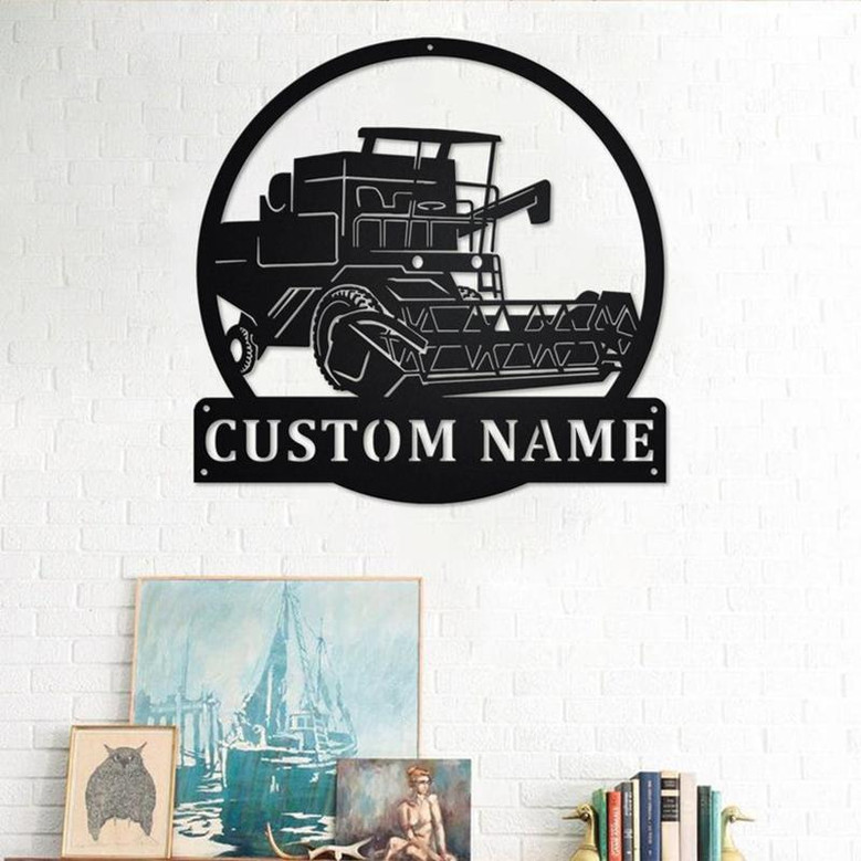 Custom Combine Harvester Metal Wall Art, Personalized Combine Harvester Name Sign Decoration For Room, Combine Harvester Home Decor