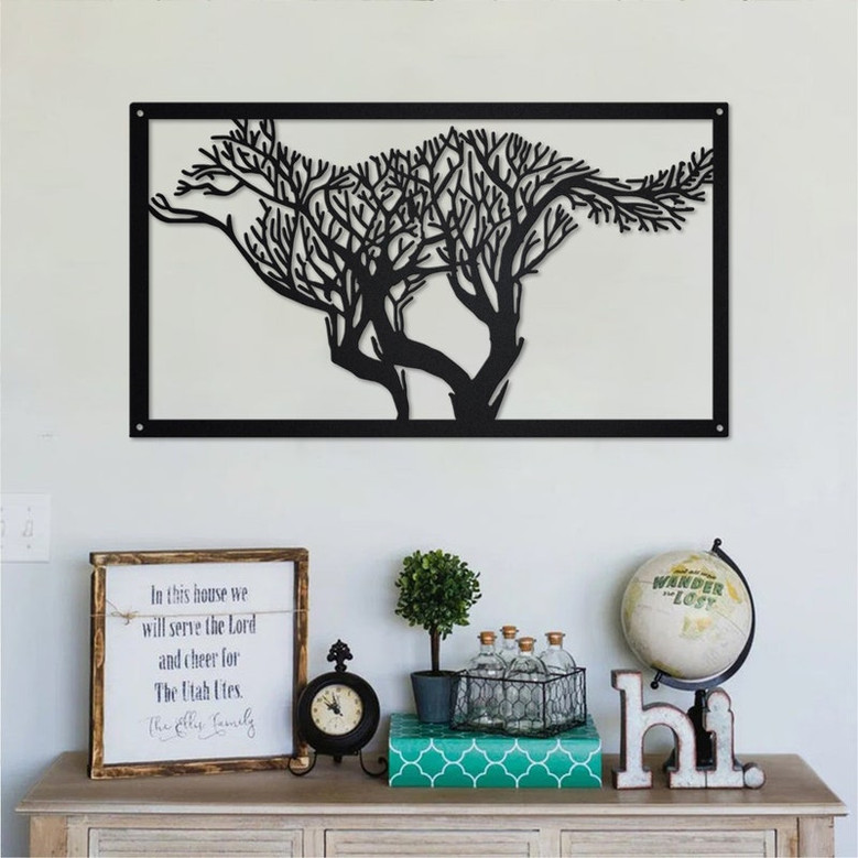 Wolf Tree Metal Sign | Wolf Tree Metal Wall Art | Wolf Tree Metal wall Decor | Wolf Tree Decor | Wolf Lover Gift | Woft Decor