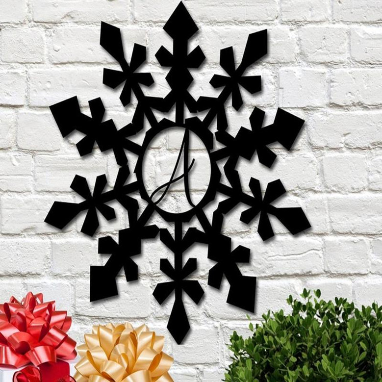 Metal Snowflake Wall Art | Snowflake Monogram Sign | Vine Monogram | Holiday Decor | Snowflake Door Hanger | Personalized Snowflake | Decor