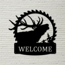 Deer Sawblade Metal Sign - monogram, hunting monogram, metal sign, last name sign, hunting, outdoorsman