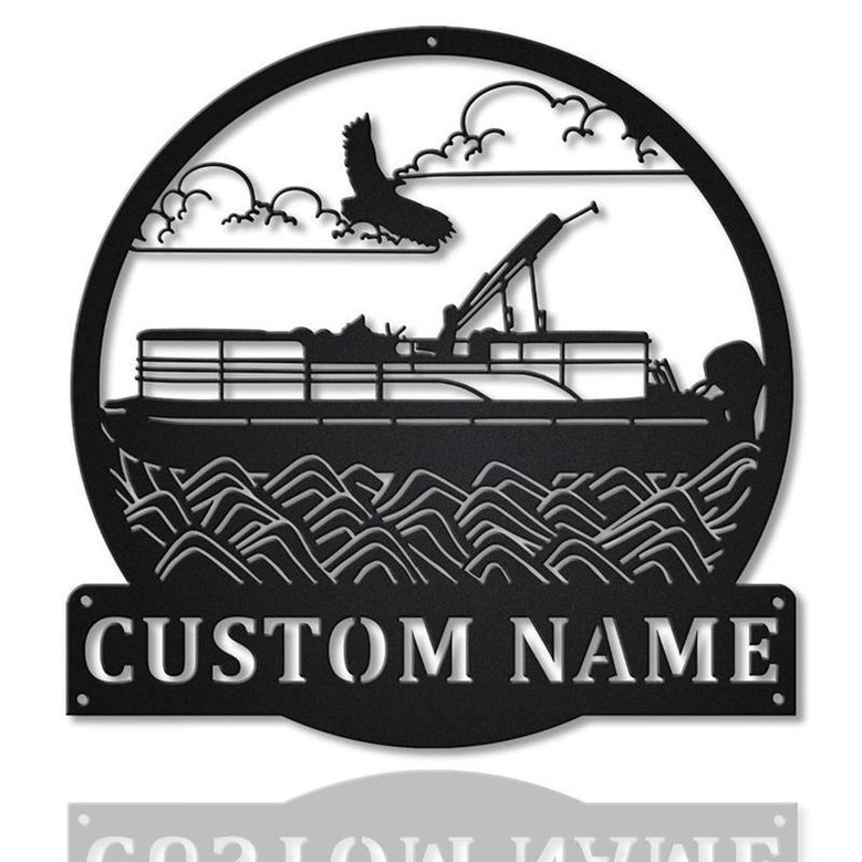 Personalized Pontoon Boat Metal Sign Art | Custom Pontoon Boat Monogram Metal Sign | Pontoon Boat Gifts | Home Decor