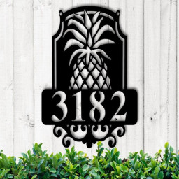 Custom Metal Pineapple Address Sign, Beach House Number Sign, Pineapple Sign Decor