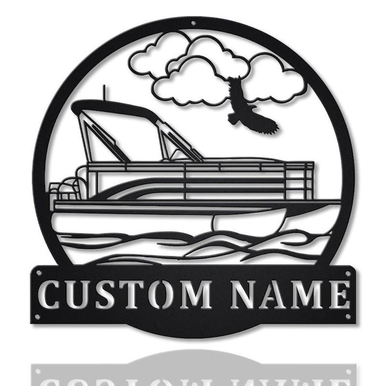Personalized Pontoon Boat Metal Sign Art | Custom Pontoon Boat Monogram Metal Sign