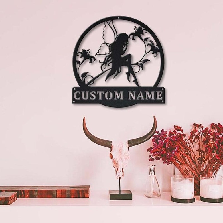 Personalized Fairy Monogram Metal Sign Art , Custom Fairy Metal Sign , Fairy Lover Sign Decoration For Living Room