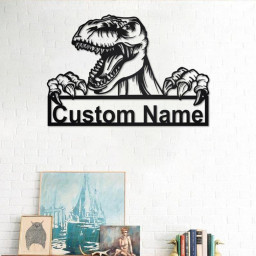 Personalized Dinosaur Metal Sign | Dinosaur Metal Wall Art | Dinosaur Metal Wall Decor | Tyrannosaurus Metal Sign | Dinosaur Lover Gift