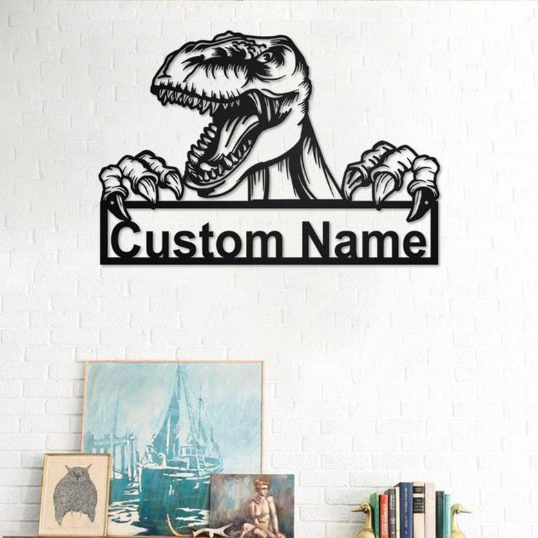 Personalized Dinosaur Metal Sign | Dinosaur Metal Wall Art | Dinosaur Metal Wall Decor | Tyrannosaurus Metal Sign | Dinosaur Lover Gift