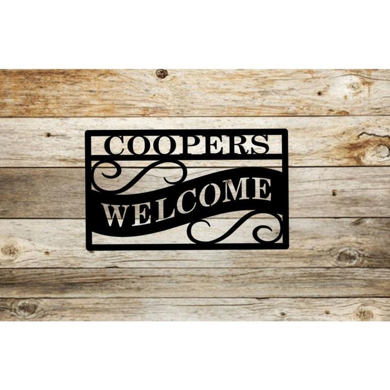 Welcome Cut Metal Sign - Laser Cut Metal Signs for Front Door Decor, Housewarming Gift
