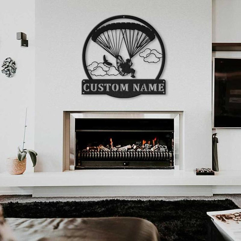 Personalized Powered Parachute Monogram Metal Sign Art ,Custom Powered Parachute Metal Sign, Parachute Lover Sign Decoration For Living Room