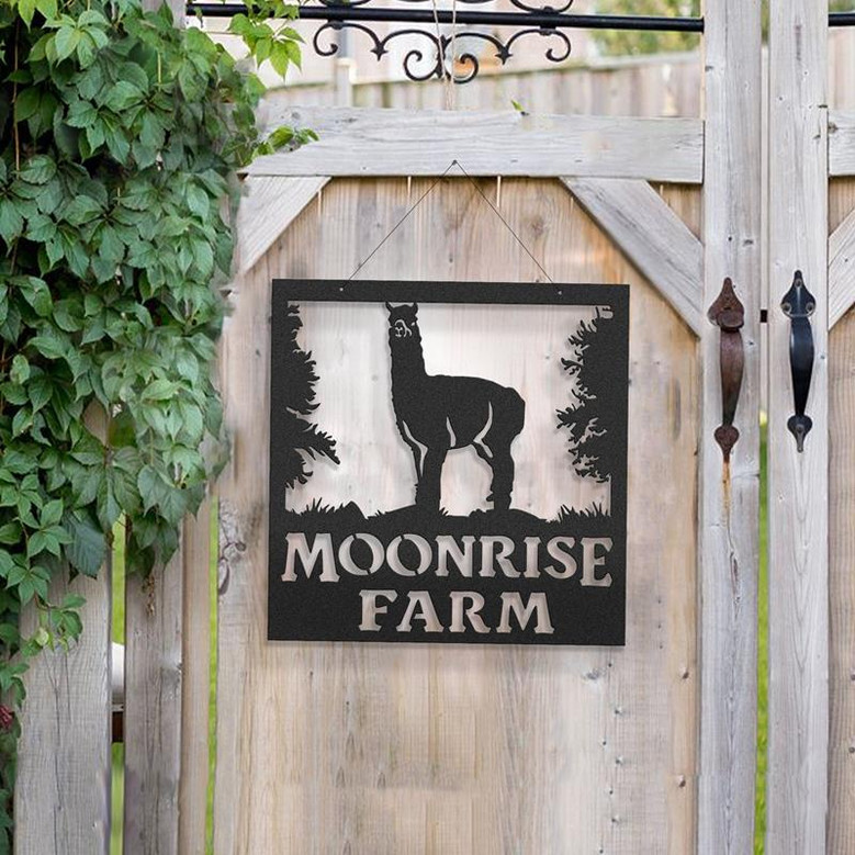 Alpaca Metal Custom Farm Sign Personalized With Your Name