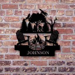 Custom Family Name Campfire Sign Metal Campfire Sign Farmhouse Decor Outdoor Family Sign Bigfoot Sign Wall Art Metal Sign