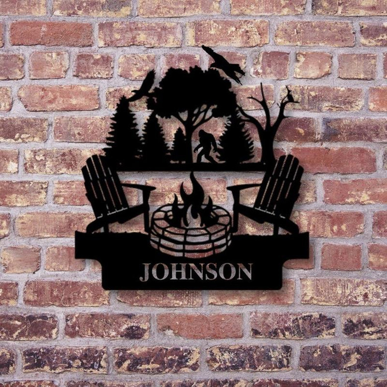 Custom Family Name Campfire Sign Metal Campfire Sign Farmhouse Decor Outdoor Family Sign Bigfoot Sign Wall Art Metal Sign