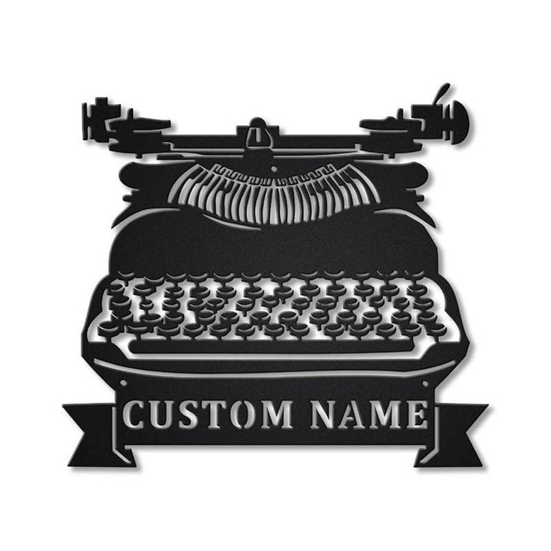Personalized Typewriter Metal Sign Art | Custom Typewriter Monogram Metal Sign | Typewriter Gifts