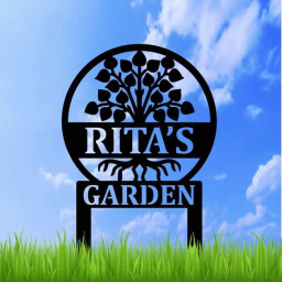 Personalized Garden Stake Metal Sign, Custom Garden Name Metal Sign