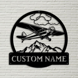 Personalized Airplane Monogram Metal Sign Art ,Custom Airplane Metal Signs, Airplane Lover Sign Decoration For Living Room