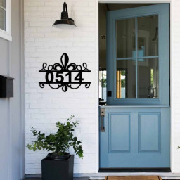 Fleur De Lis House Number Sign, Fleur De lis Address Plaque, Metal Fleur De Lis Address, Customized Fleur De Lis Address Sign, Custom Metal